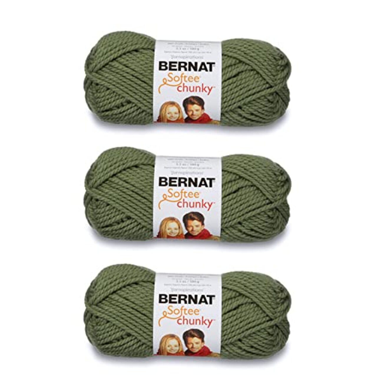 Bernat Softee Chunky Forest Yarn - 3 Pack of 100g/3.5oz - Acrylic - 6 Super  Bulky - 108 Yards - Knitting/Crochet